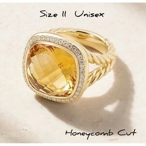 Gorgeous mens Honeycomb cut Austrian Crystal halo ring, Sz.11, new with gift box